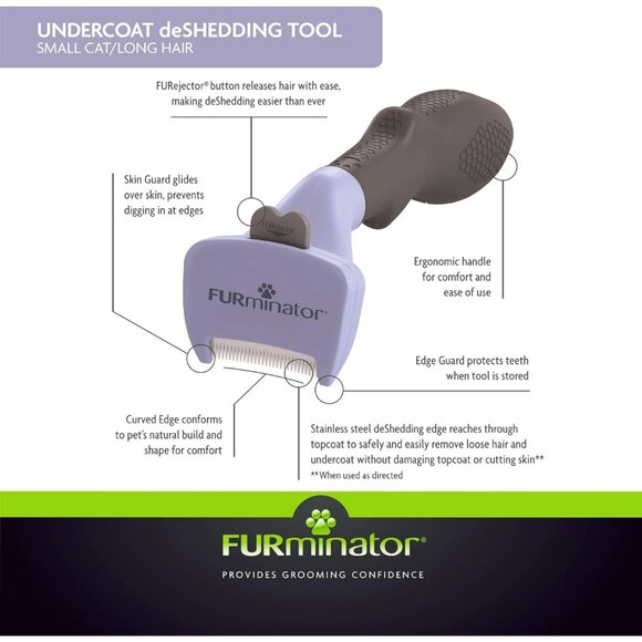 FURminator CAT Undercoat DeShedding Tool (Small Cats, Long Hair) - Picture 3 of 3